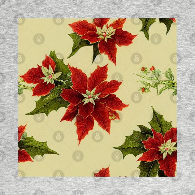 Vintage Florals Christmas Poinsettia Watercolor by VintageFlorals